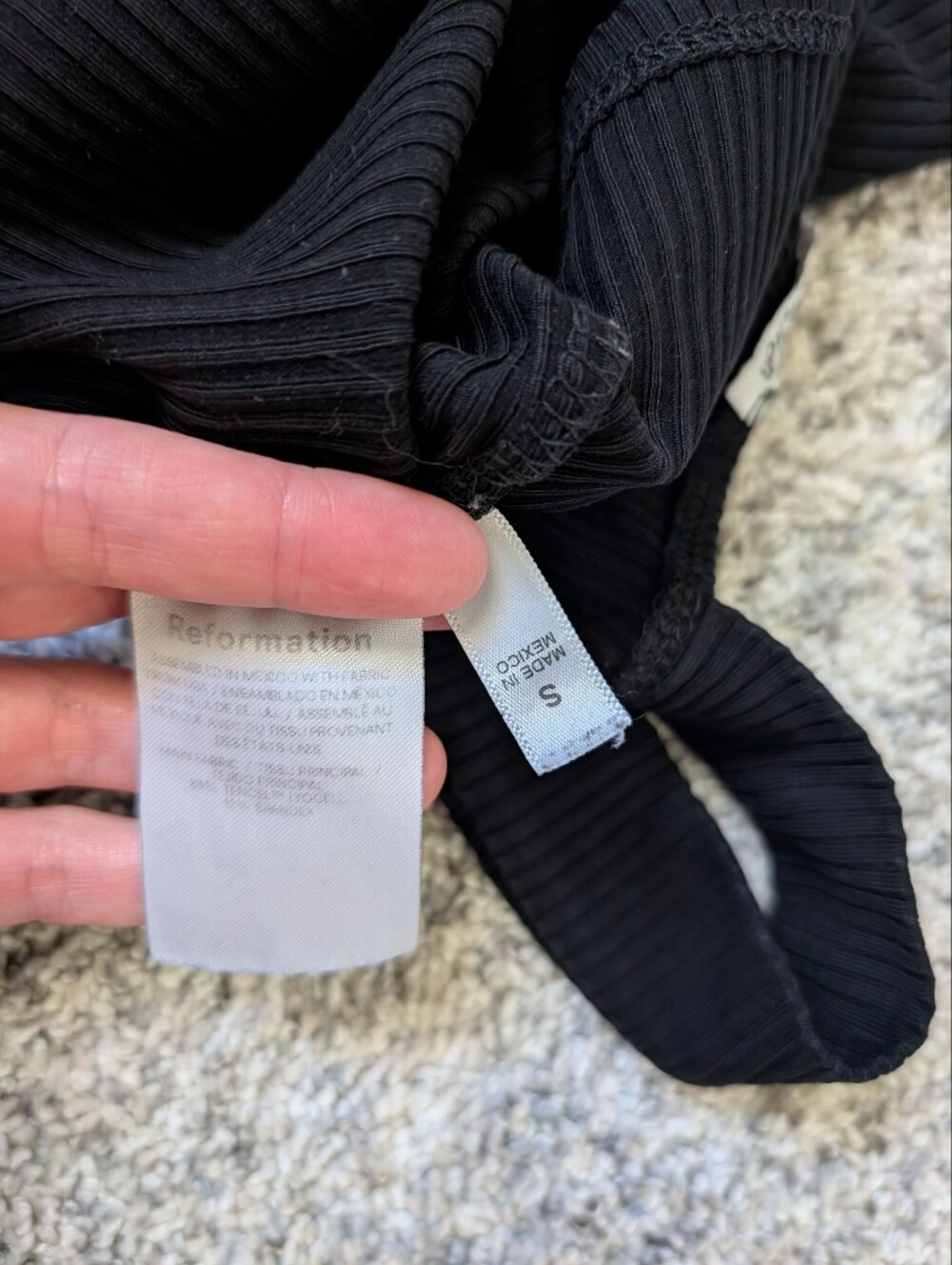 Reformation Black Ribbed Square Neck Tank - Picture 4 of 8